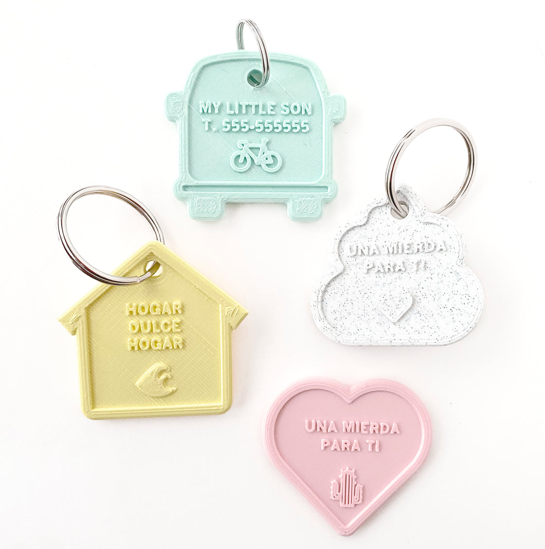 Mini Keychain / Iman nevera - Color y textos personalizados