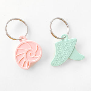 Ammonite Shell y Mermaid Fin - Charms Keychain